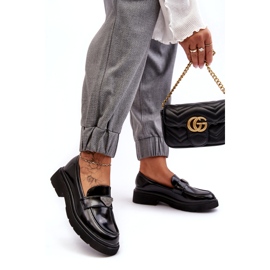 Women's Flat-Heel Loafers, Black 2