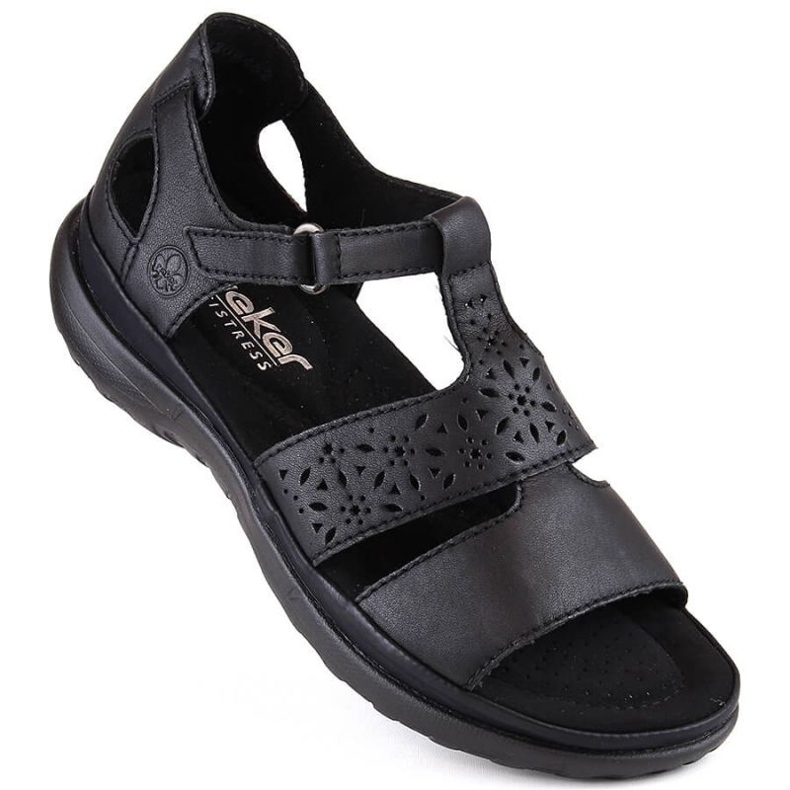 Comfortable leather sandals Rieker W RKR668 black 1 Comfortable leather sandals Rieker W RKR668 black 1