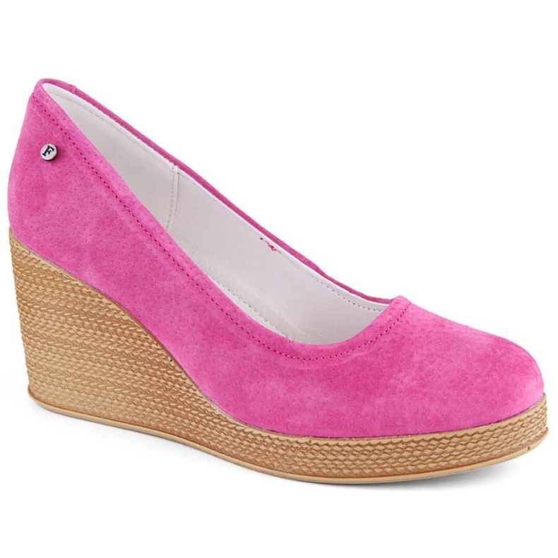 Leather suede wedge shoes Filippo W PAW339E fuchsia pink 1