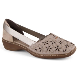Comfortable leather shoes Rieker W RKR442C, beige 1