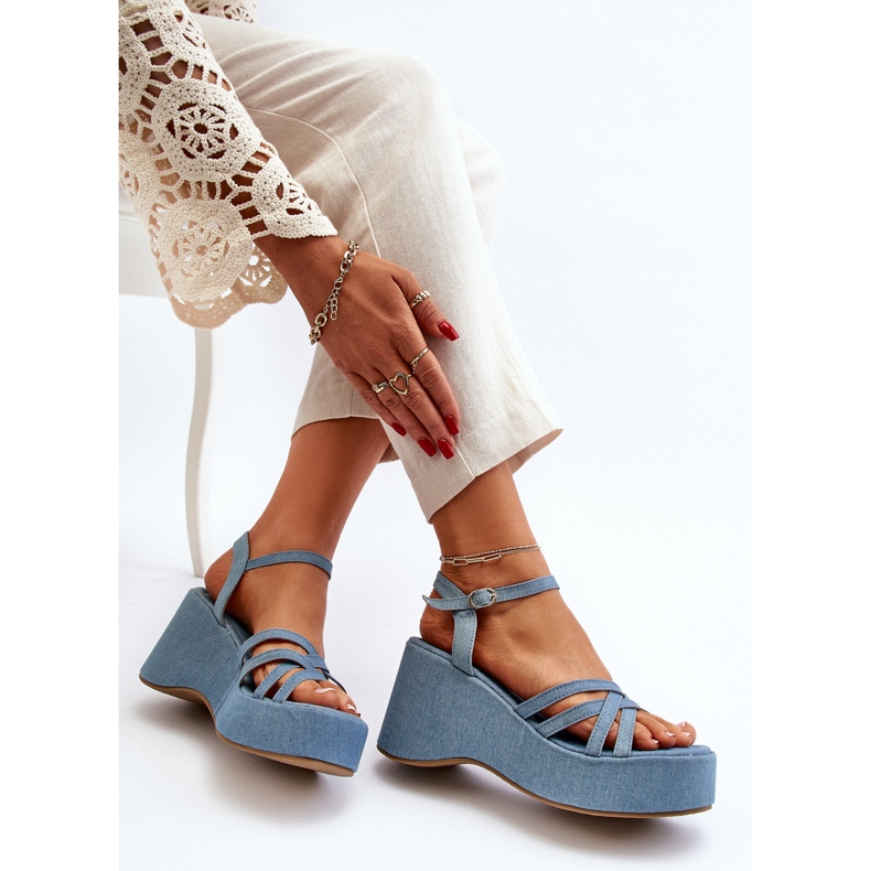 Blue Oporia Platform and Wedge Sandals 1