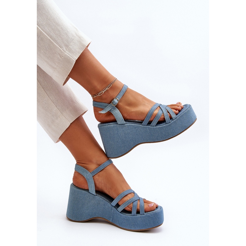 Blue Oporia Platform and Wedge Sandals 2