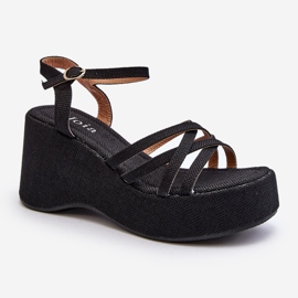 Black Oporia Platform and Wedge Sandals 2
