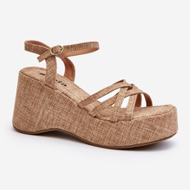 Beige Platform and Wedge Sandals Oporia 2