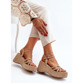 Beige Platform and Wedge Sandals Oporia 1