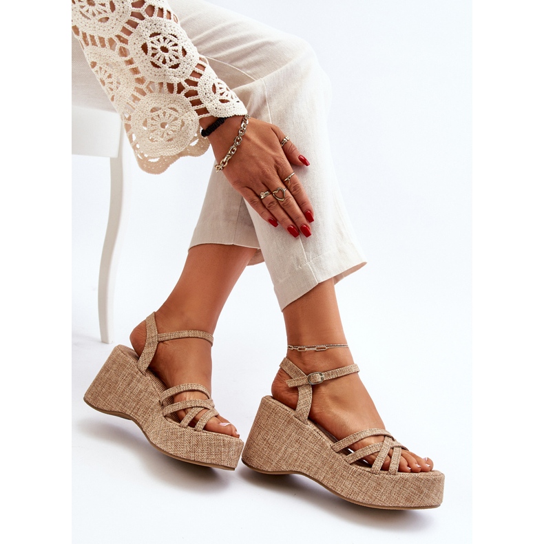 Beige Platform and Wedge Sandals Oporia 1
