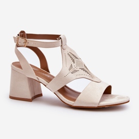 Beige Low Heel Sandals Eleriva 1