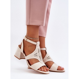Beige Low Heel Sandals Eleriva 2