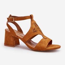 Camel Eleriva Low Heel Sandals brown 1