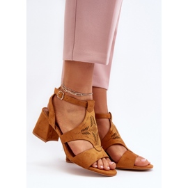 Camel Eleriva Low Heel Sandals brown 2