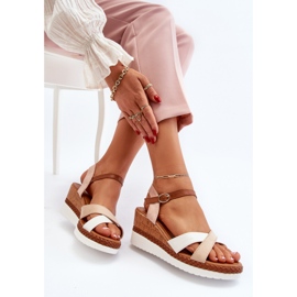 Beige Kioda Wedge Sandals With Straps 1