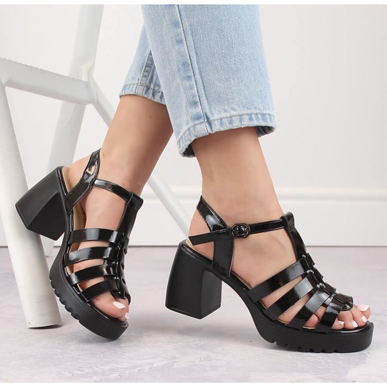 Vinceza W JAN277 black patent leather sandals 1 Vinceza W JAN277 black patent leather sandals 1