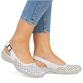 Comfortable leather sandals Rieker W RKR665 white 2