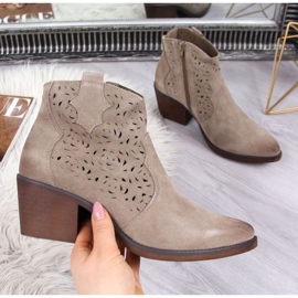 Openwork leather cowboy boots S.Barski W OLI32C, beige 1