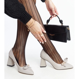 Gray leather high-heeled pumps from Vinceza grey 1