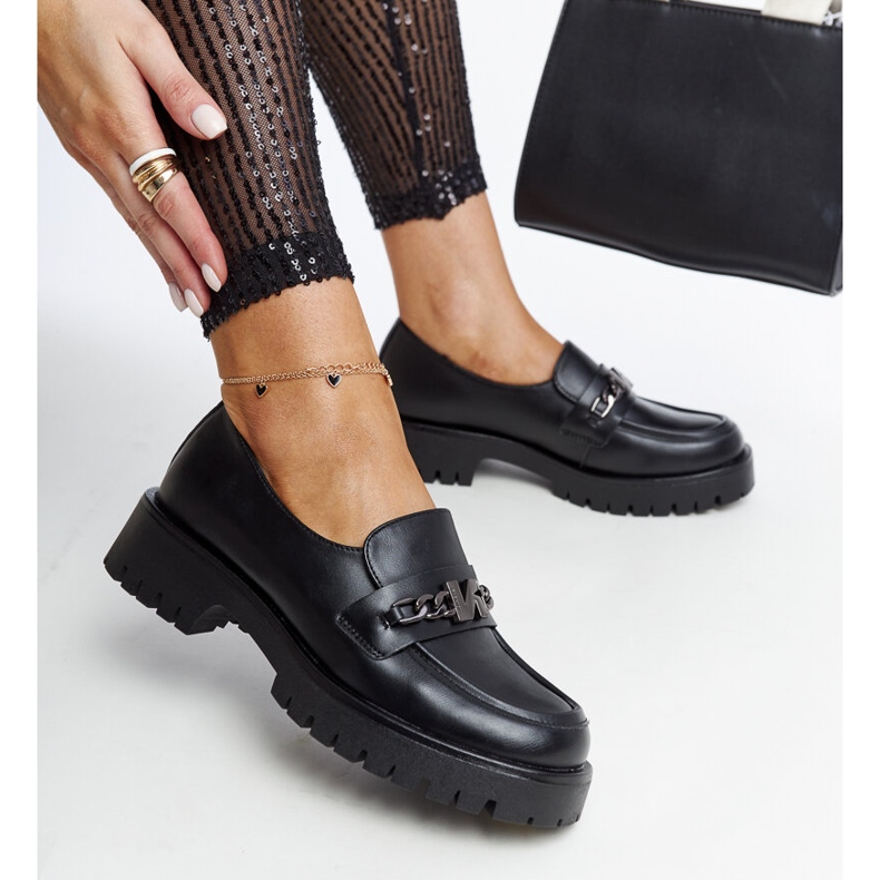 Black moccasins with a leather insert by Vinceza 1