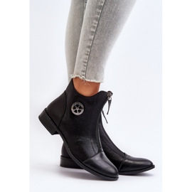 Jezzi Women's Flat Boots With Zipper Black Loratie 1