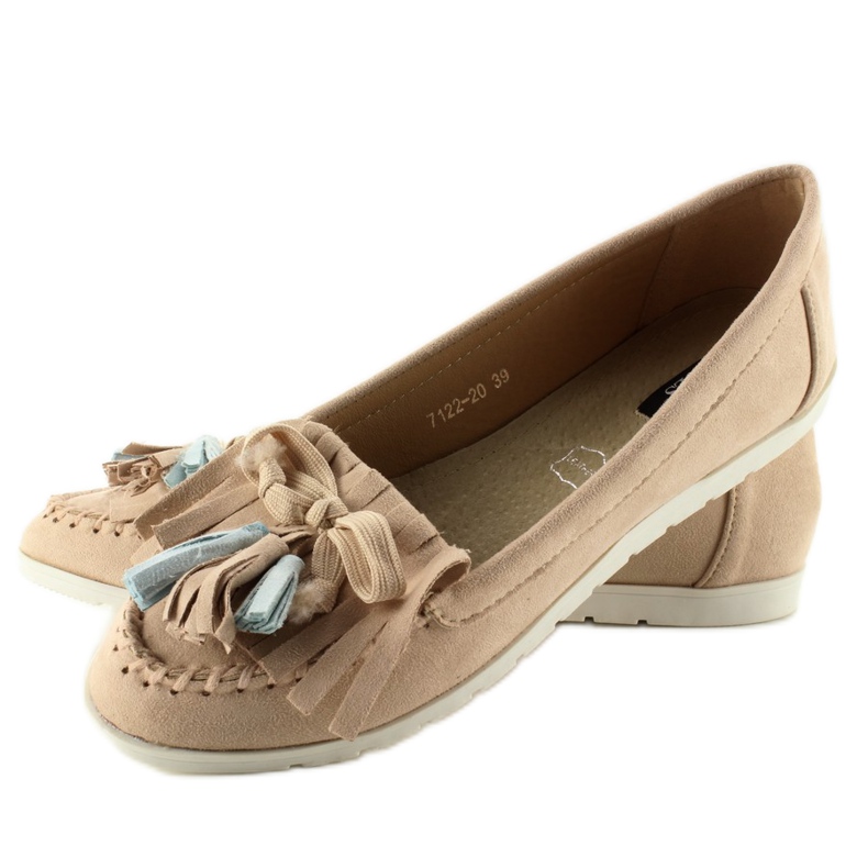 Fringed suede loafers 7122 Pink brown 1