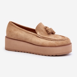 Women's Moccasins On A Platform With Fringes, Brown Mialani 2