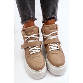 Zazoo 3450 Women's Leather Sneakers, Beige 2