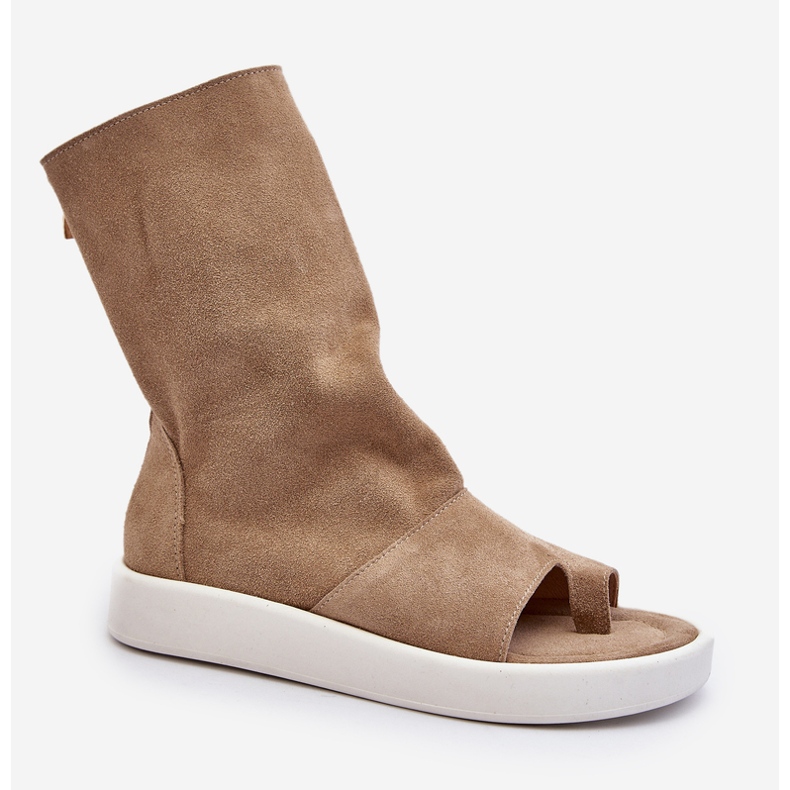 Zazoo 3441 Women's Suede Sandals With Dark Beige Upper 1 Zazoo 3441 Women's Suede Sandals With Dark Beige Upper 1