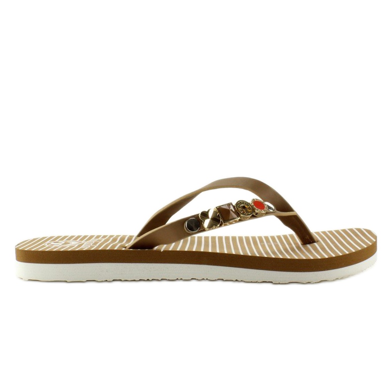 Flip-flops with a decorated belt B762 Beige 1