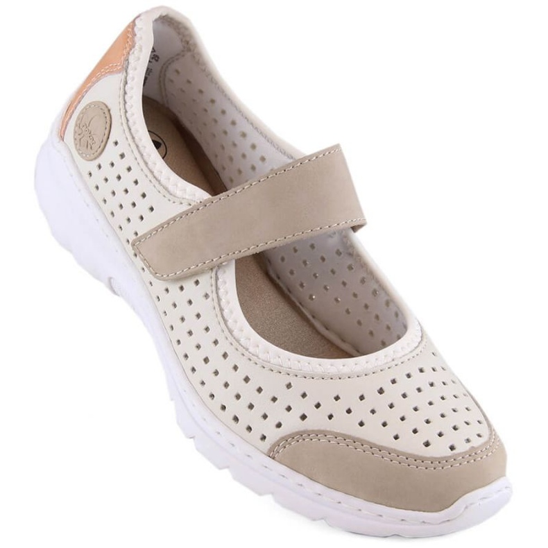 Comfortable openwork shoes Rieker W RKR575A, beige 1