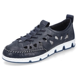 Leather openwork shoes Rieker W RKR652, navy blue 2