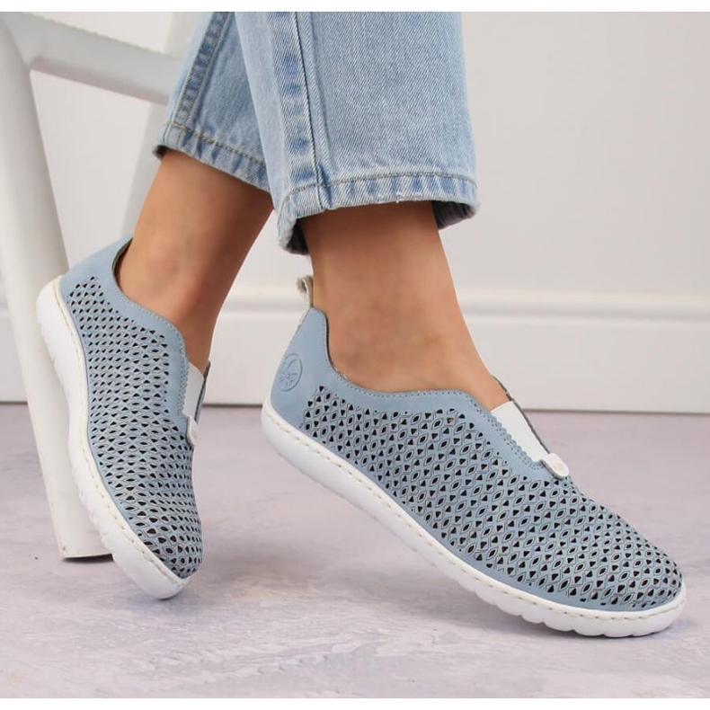 Comfortable openwork shoes Rieker W RKR653 blue 2