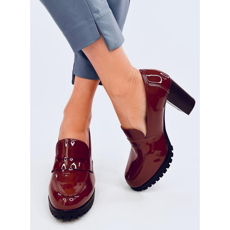 Jeffis Brown patent heel loafers 1