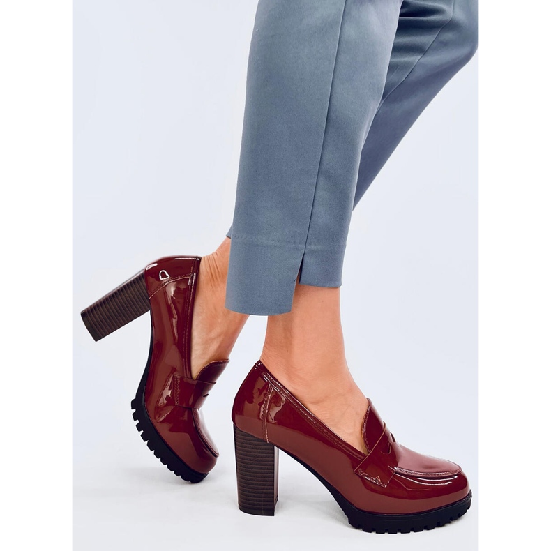 Jeffis Brown patent heel loafers 2