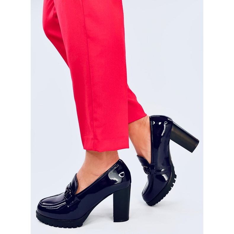 Hyett Dark Blue patent heel moccasins 2