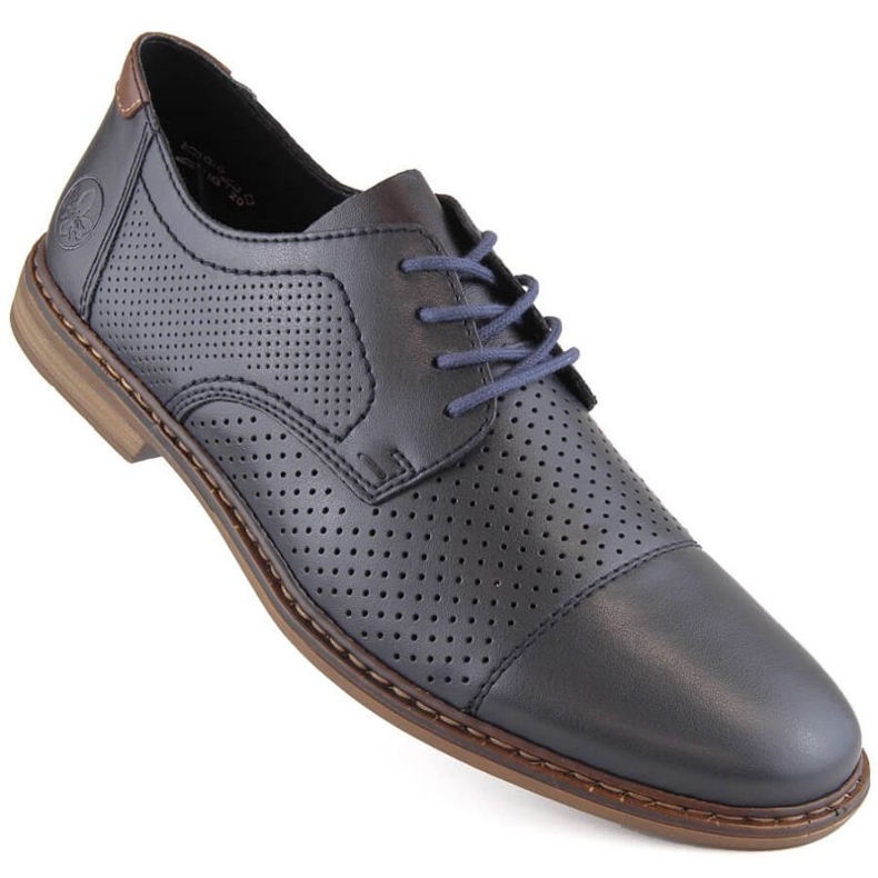 Comfortable leather shoes Rieker M RKR659, navy blue 1