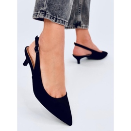 Malloi Black low heels with an open heel 2
