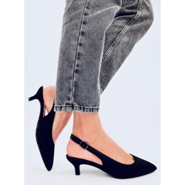 Malloi Black low heels with an open heel 1