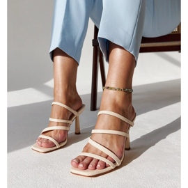 Light beige Semira high-heeled flip-flops 1