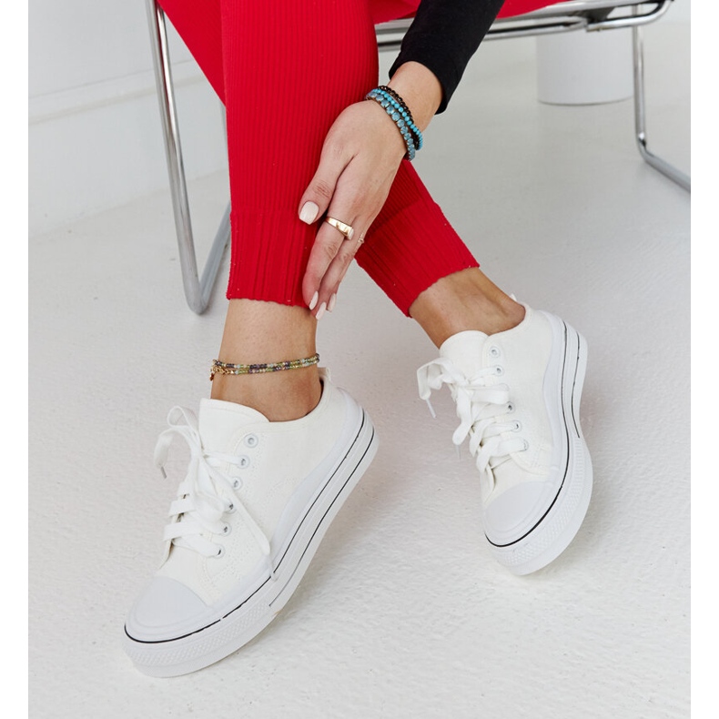 White Fiori platform sneakers 1