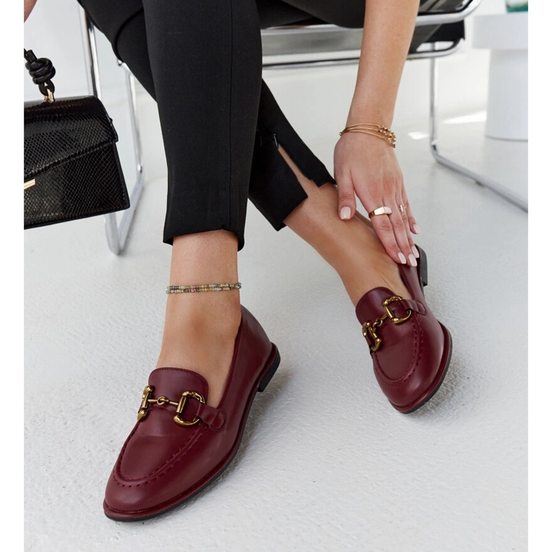 Burgundy moccasins with a Lemlem buckle red 1