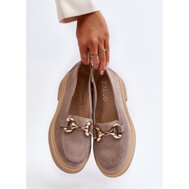 Zazoo 3429 Women's Suede Moccasins With Cappuccino Decoration beige 2