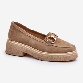 Zazoo 3429 Women's Suede Moccasins With Decoration, Beige 1 Zazoo 3429 Women's Suede Moccasins With Decoration, Beige 1