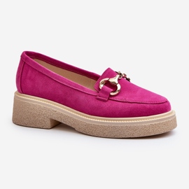 Zazoo 3429 Women's Suede Moccasins With Fuchsia Decoration pink 2
