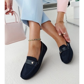 Navy blue fabric loafers from Fombio 1