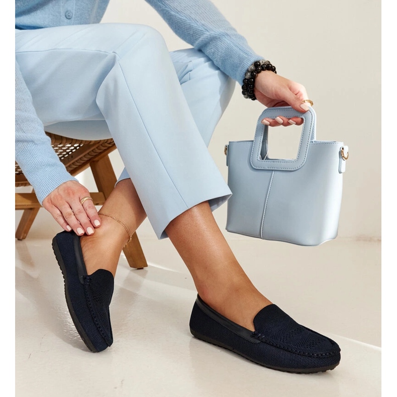 Fiammetta navy blue fabric loafers 1