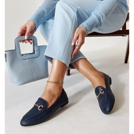 Navy blue moccasins with a buckle from Erminia 1