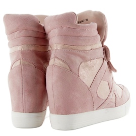Pink velcro closure suede sneakers 1