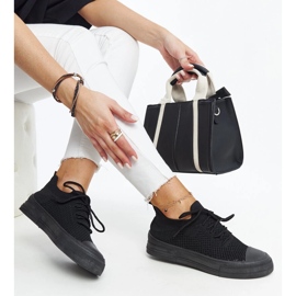 Black lightweight sports sneakers by Senaida 1