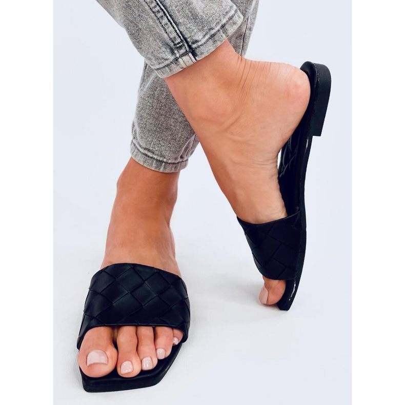 Sahar Black square-sole slippers 1