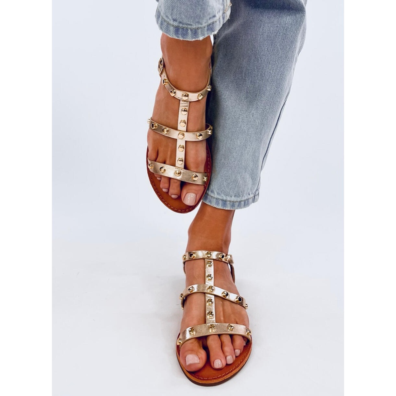 Sandals with Neha Gold studs golden 1