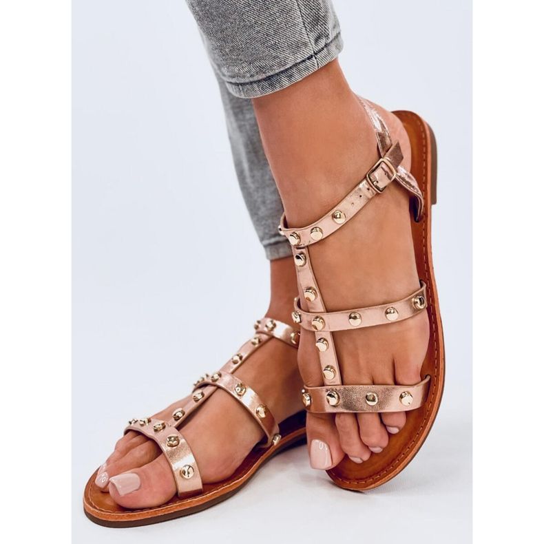 Sandals with Neha Champagne studs pink 2