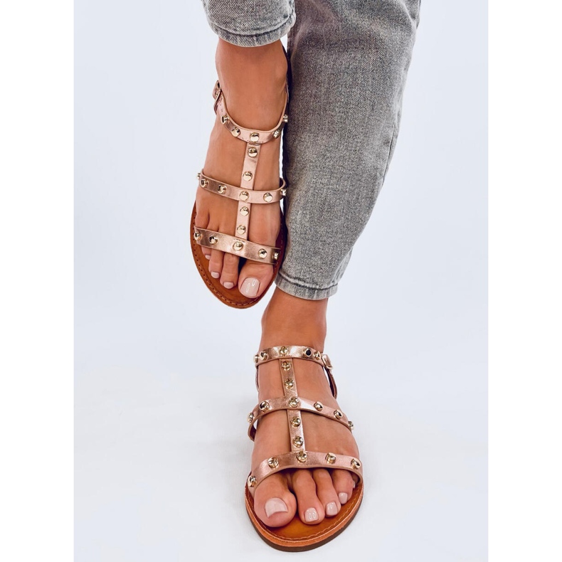 Sandals with Neha Champagne studs pink 1